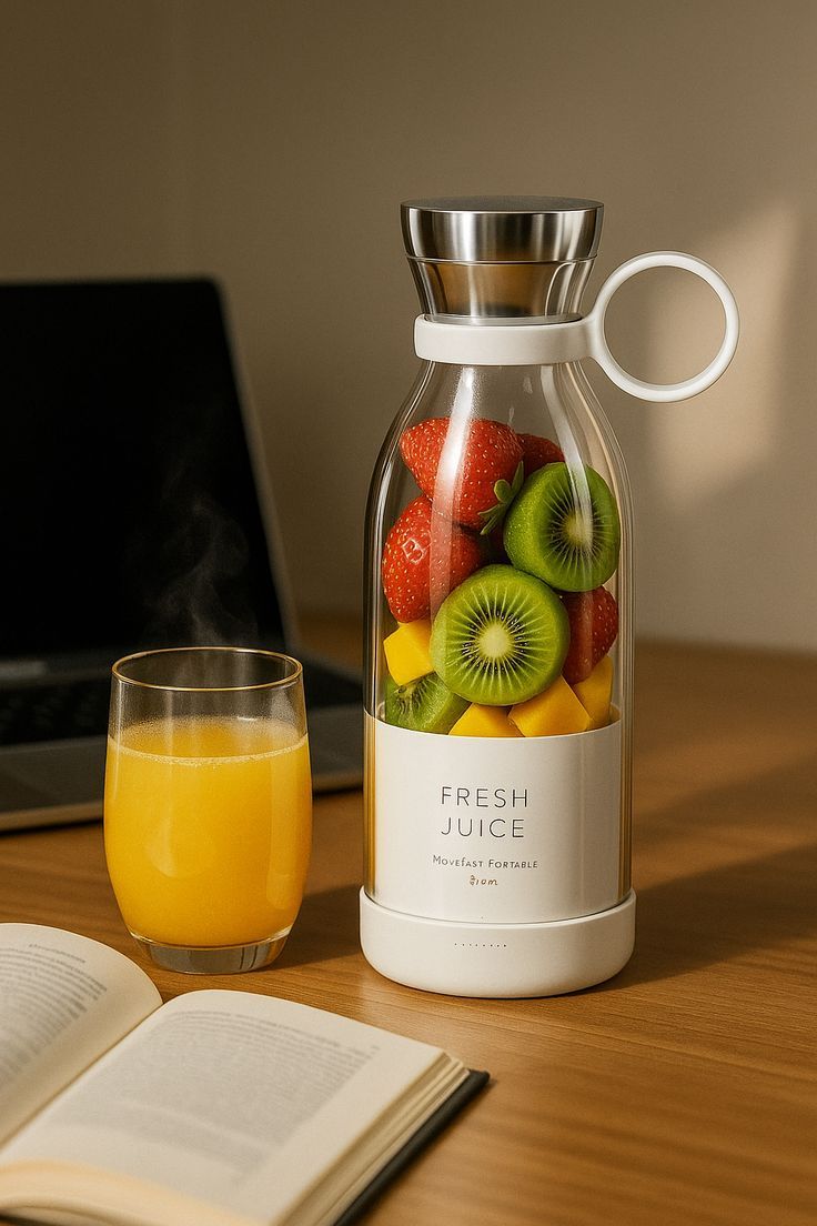 FreshSip™ Glass Juice Bottle – Stylish Reusable Drink Bottle